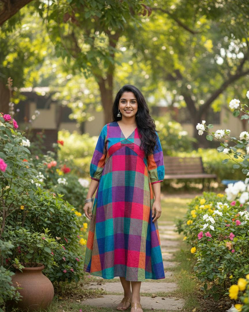 Madras Check Dress