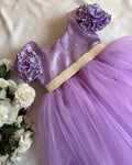 Violet Flower Sleeve Birthday Dress