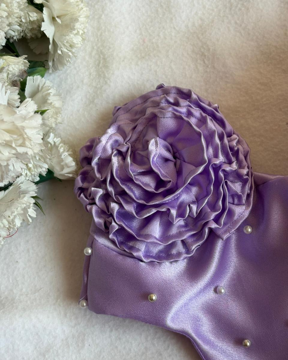 Violet Flower Sleeve Birthday Dress