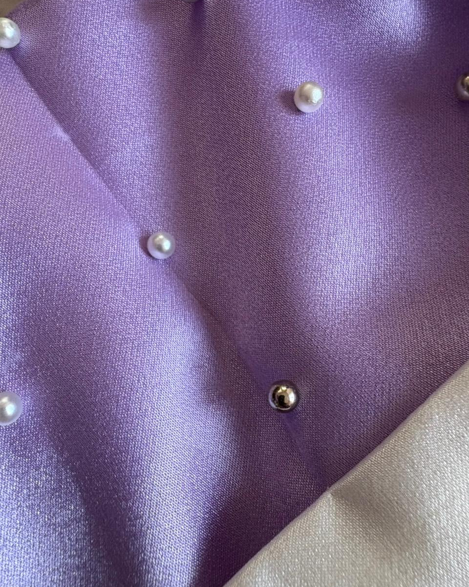 Violet Flower Sleeve Birthday Dress