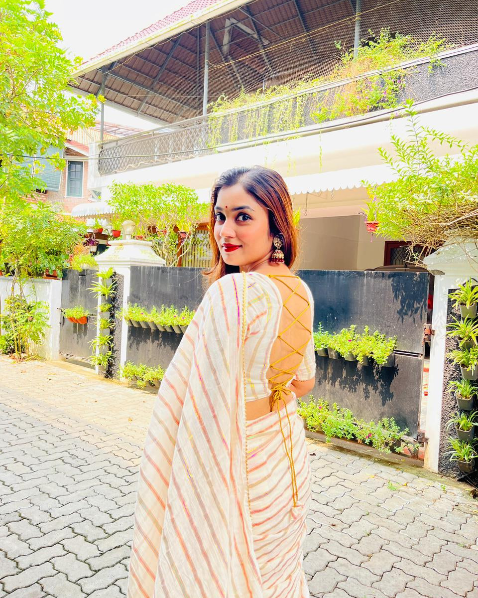 Golden Striped Saree