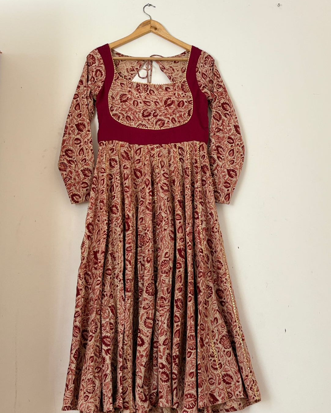 Kalamkari Anarkali Red Top