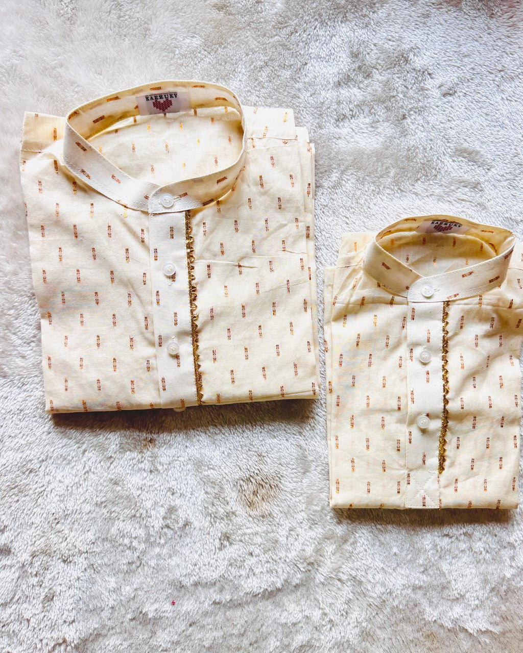 Father & Son Golden Pattern Kurta Combo