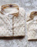 Father & Son Golden Pattern Kurta Combo