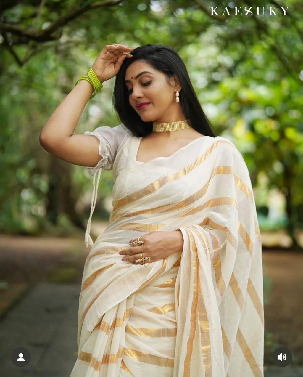 Gold Thick Stripe Saree