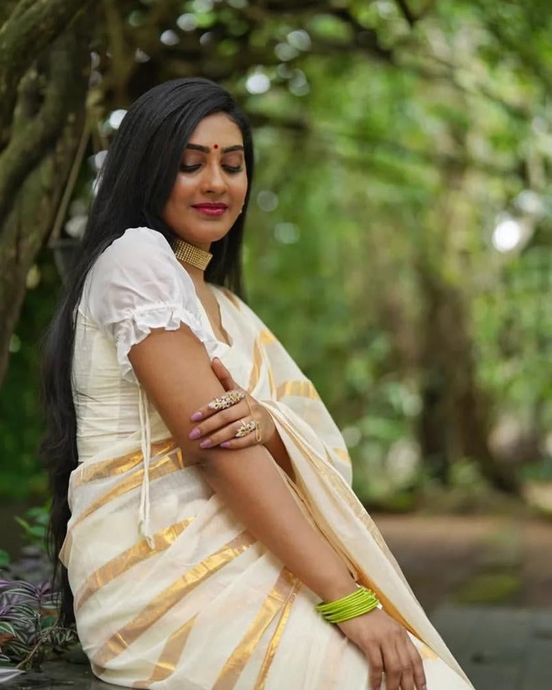 Gold Thick Stripe Saree