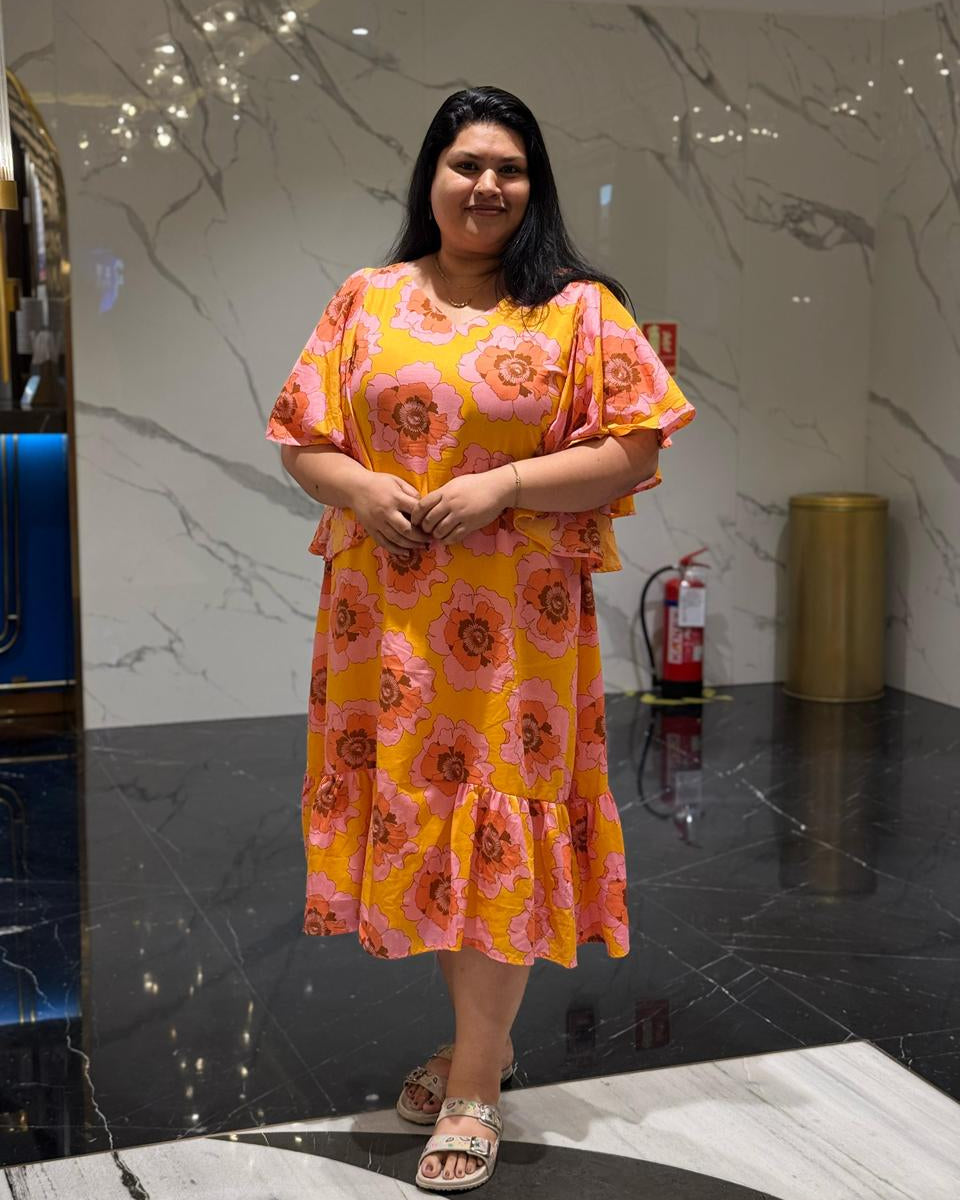 Mustard Floral Dress