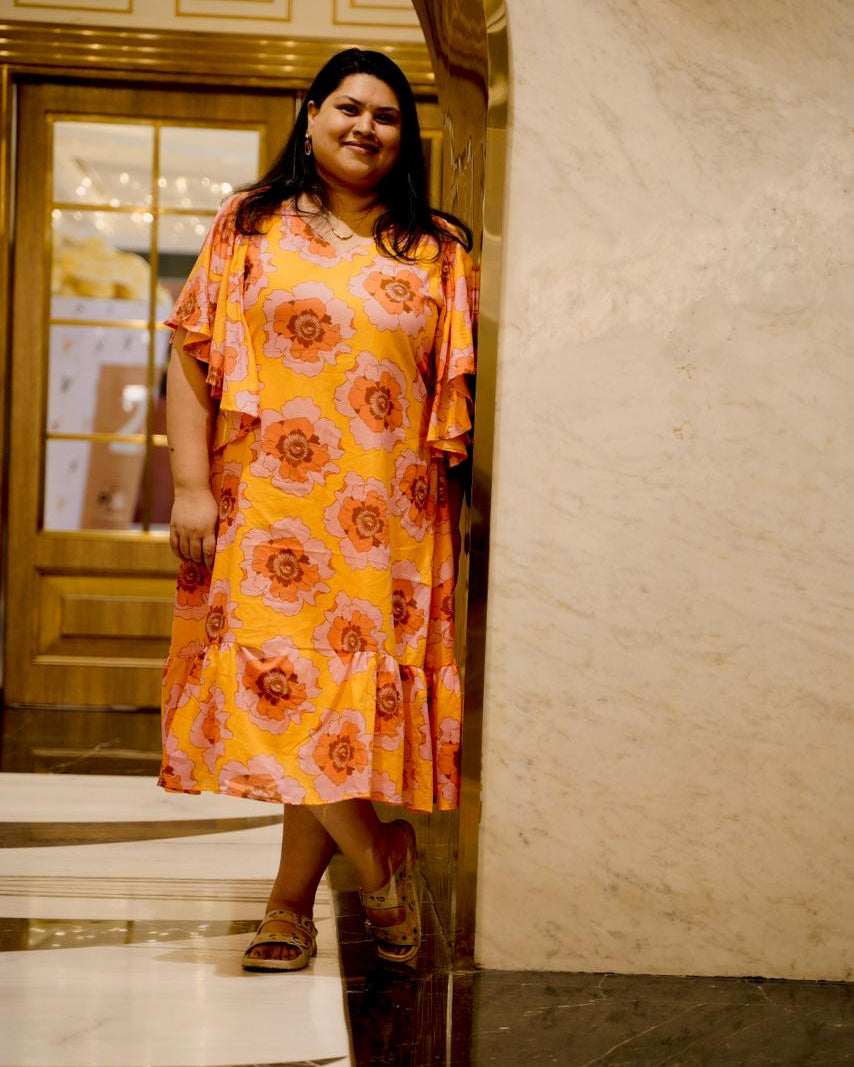Mustard Floral Dress