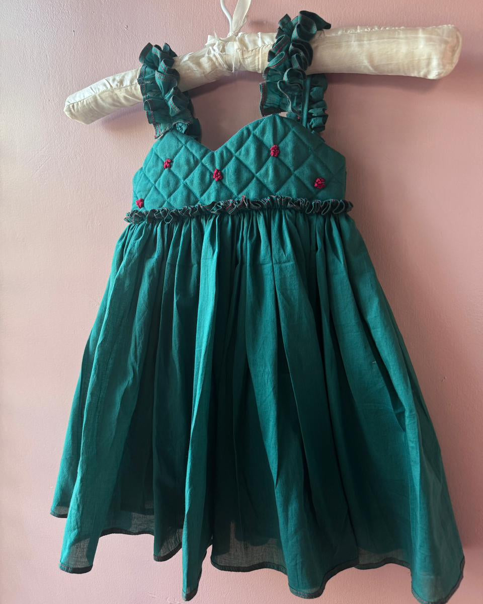 Green Quilted Baby Dress