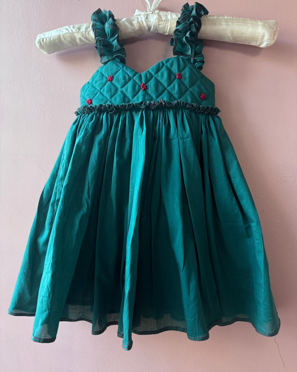Green Quilted Baby Dress
