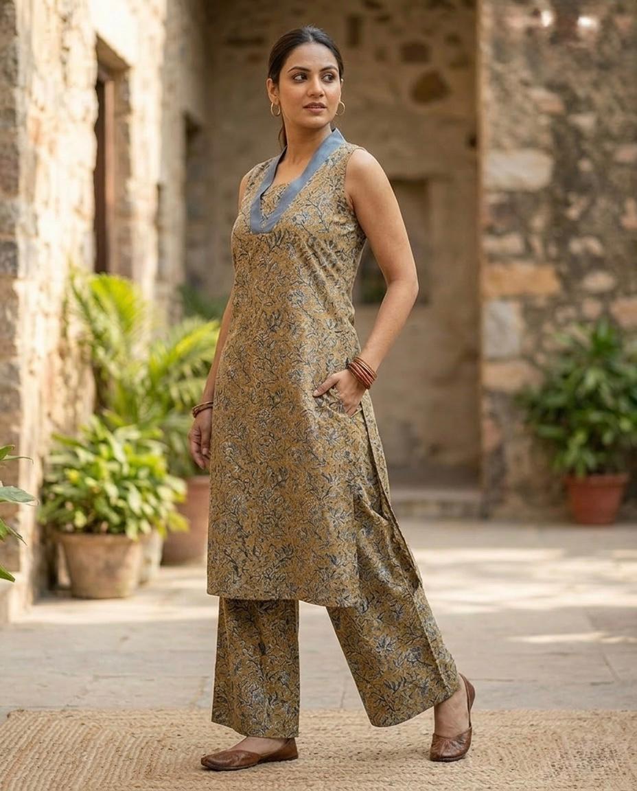 Kalamkari Green Co-ord Set