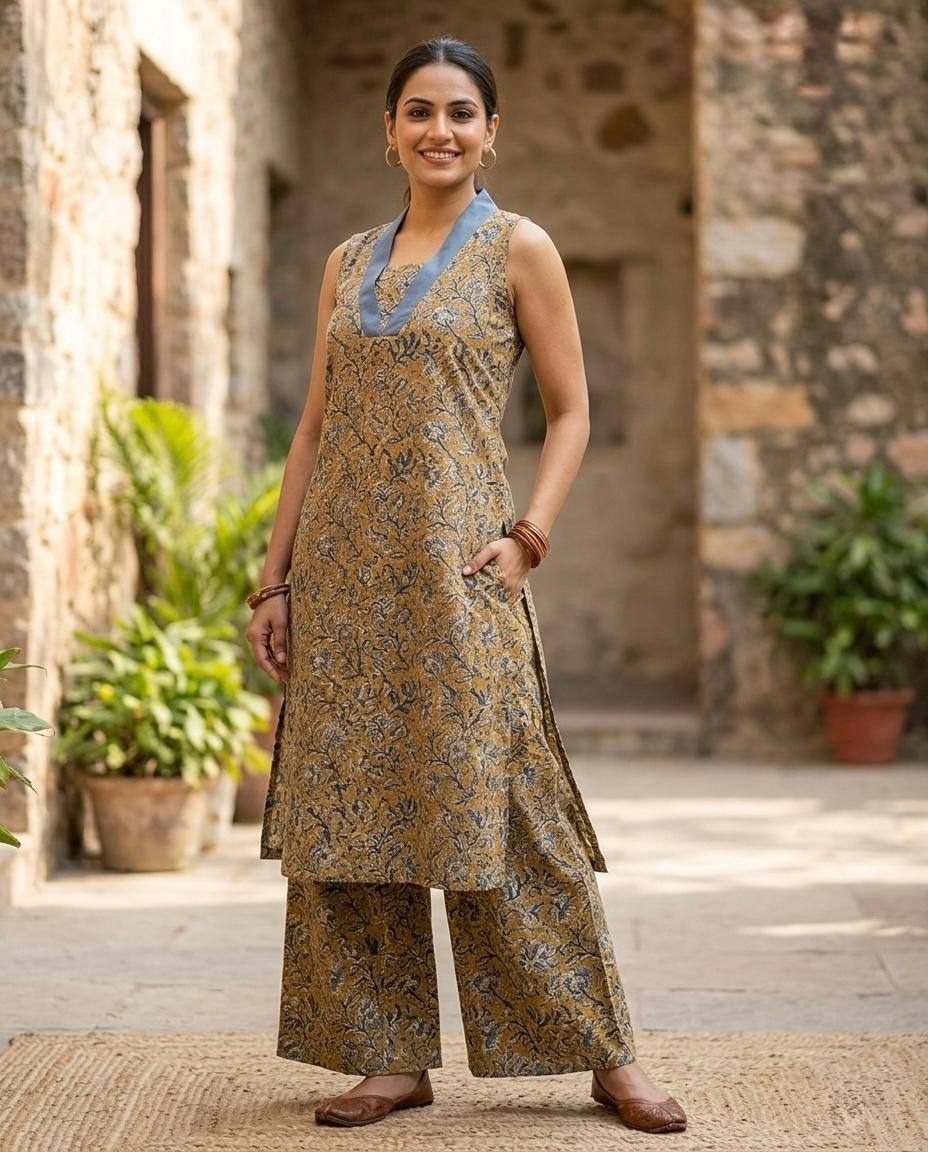 Kalamkari Green Co-ord Set
