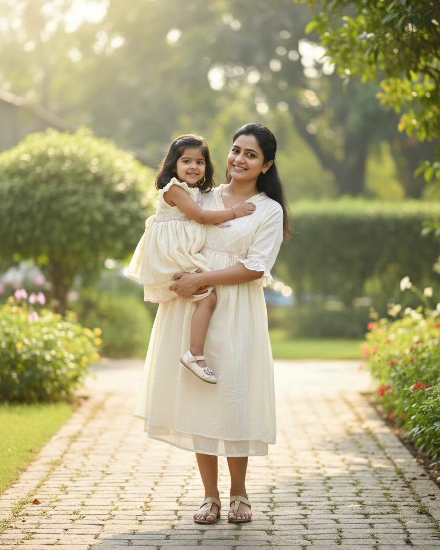 Mom & Daughter Tuck Details Dress Combo