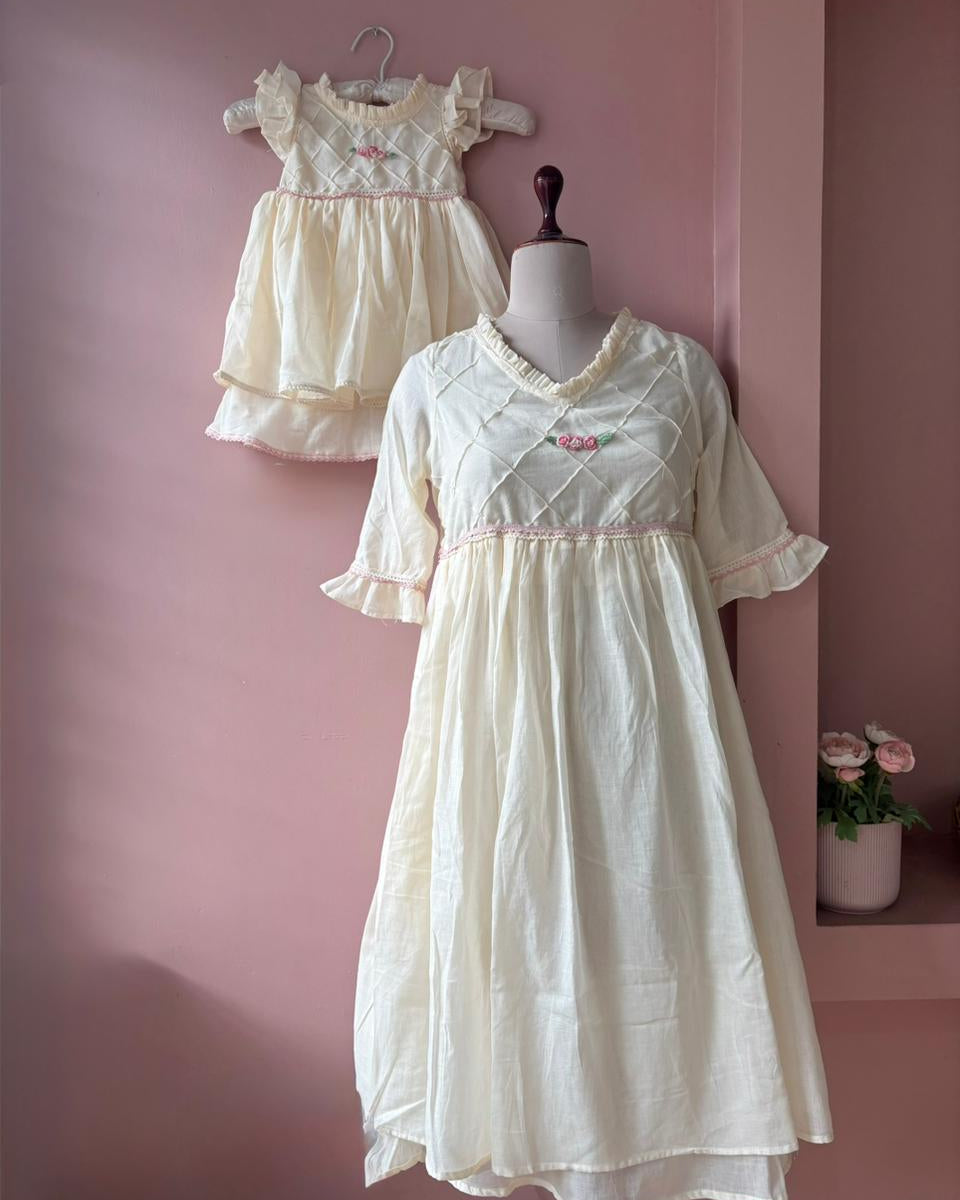 Mom & Daughter Tuck Details Dress Combo