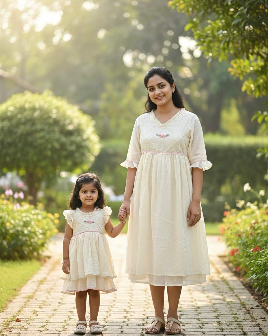 Mom & Daughter Tuck Details Dress Combo
