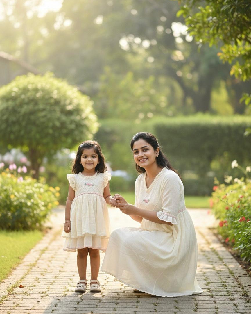Mom & Daughter Tuck Details Dress Combo