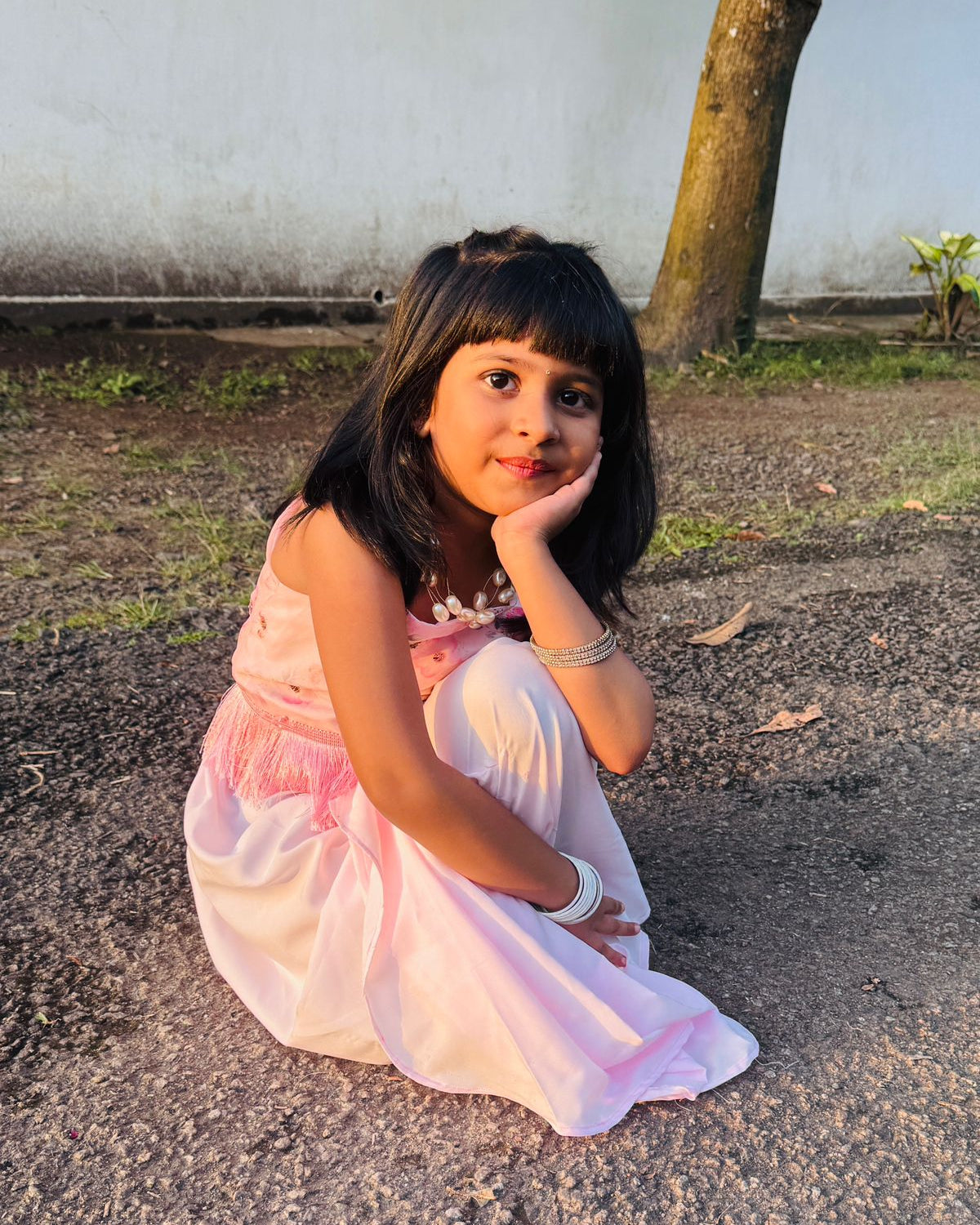 Pink Draped Kids Co-ord Set