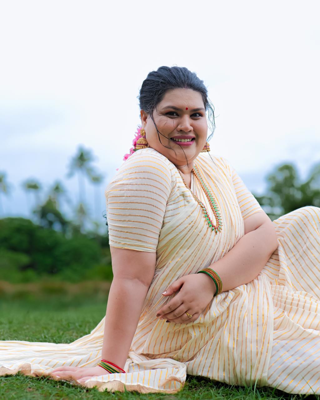 Gold Thin Stripe Saree
