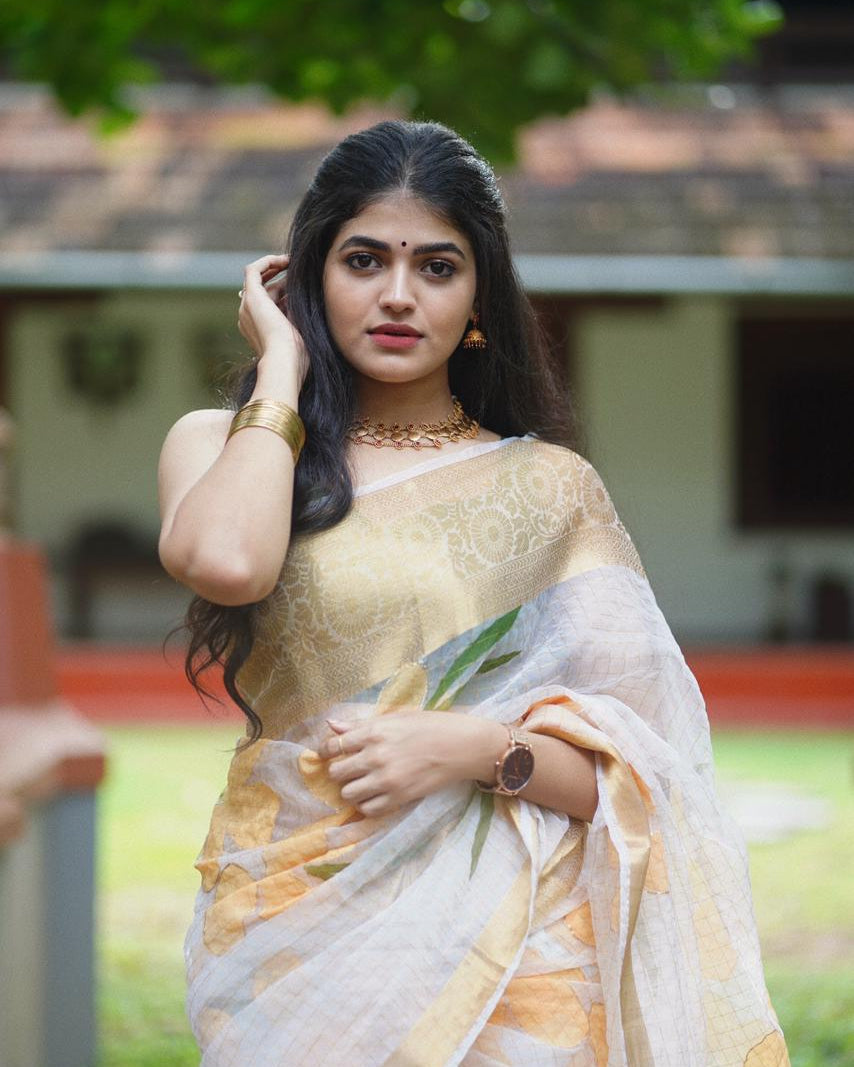 Yellow Floral Printed Saree