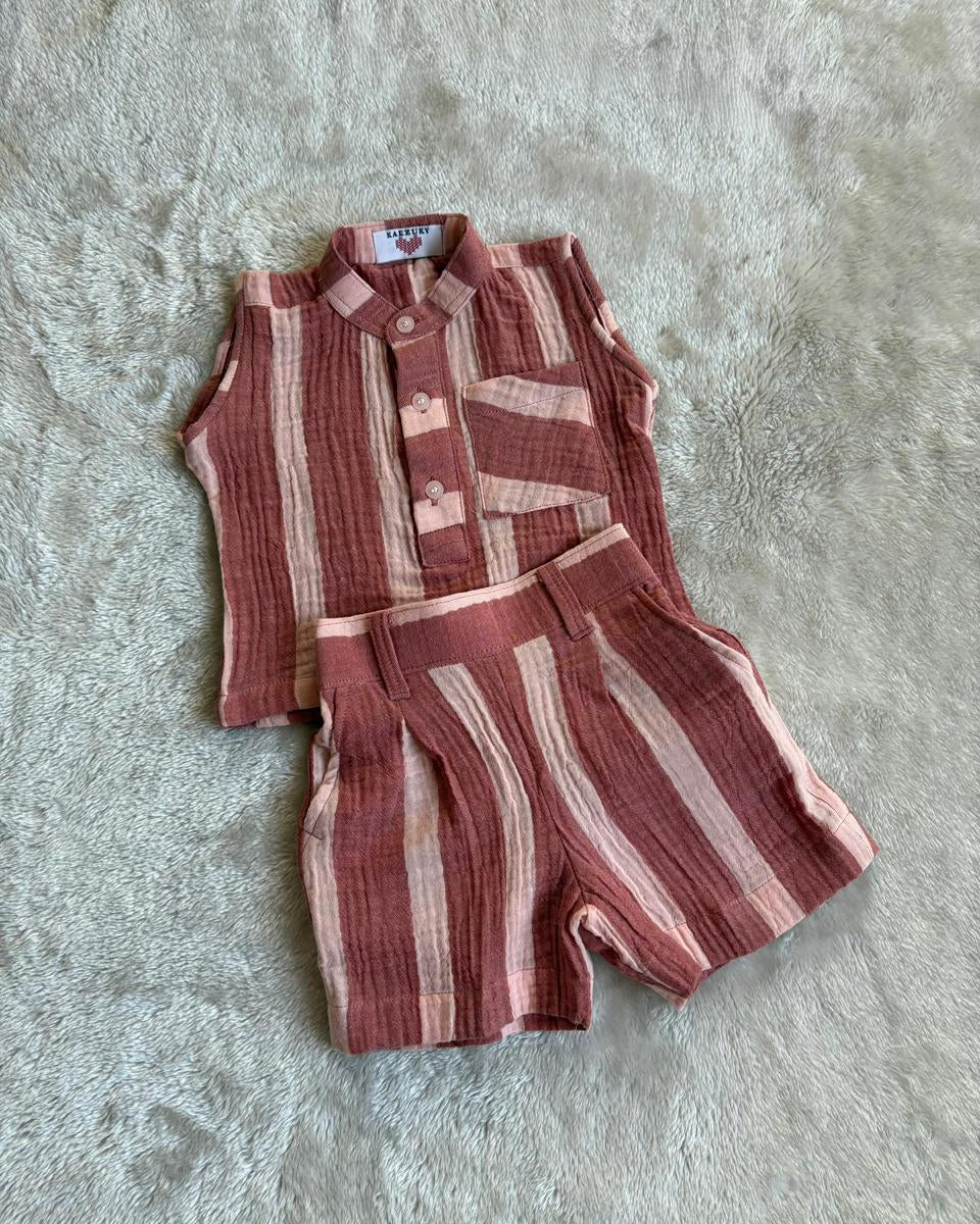 Boys Mauve Striped  Set