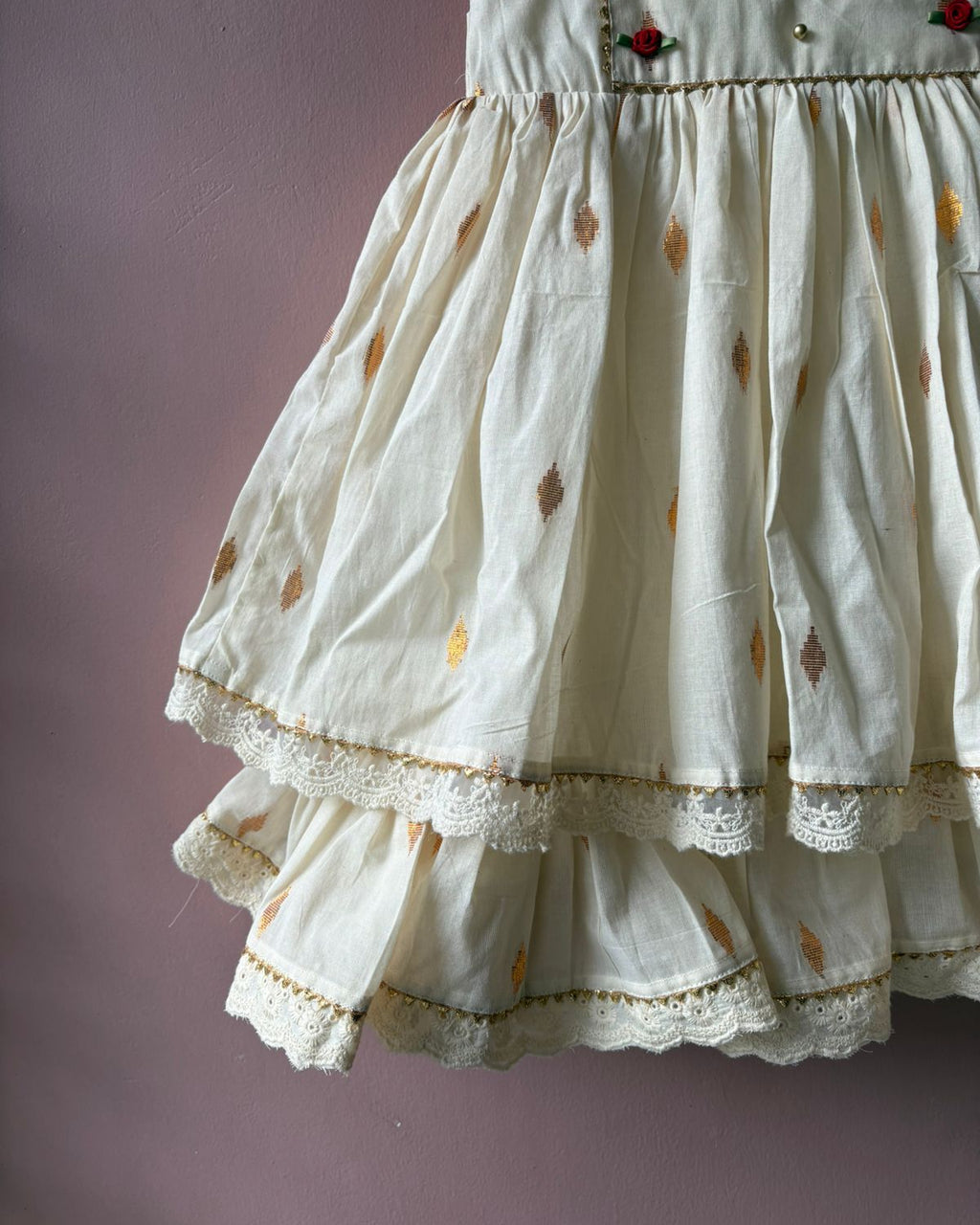 Off white Rose Layered Dress