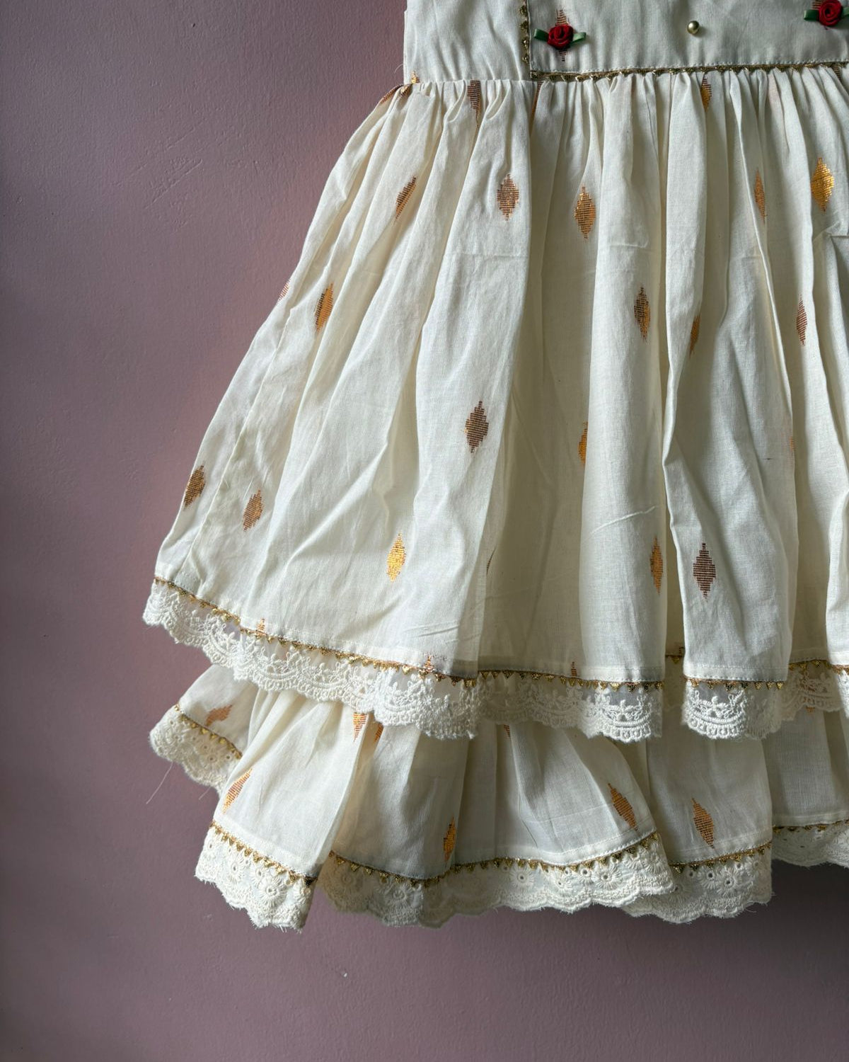 Off white Rose Layered Dress
