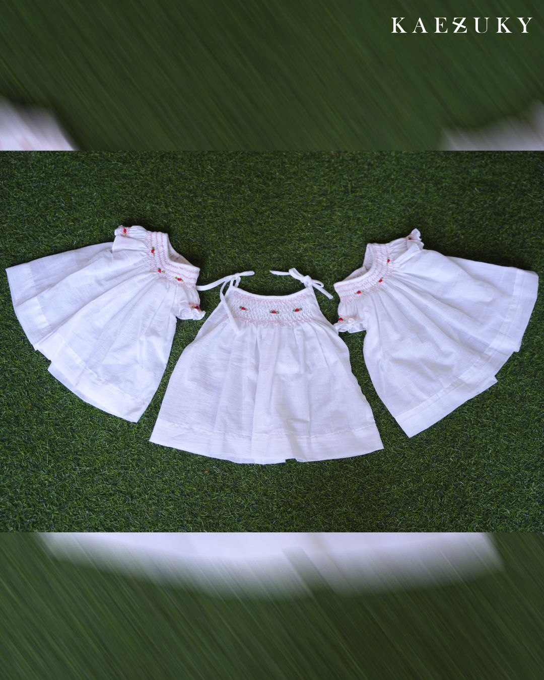White Shirring Baby Dress