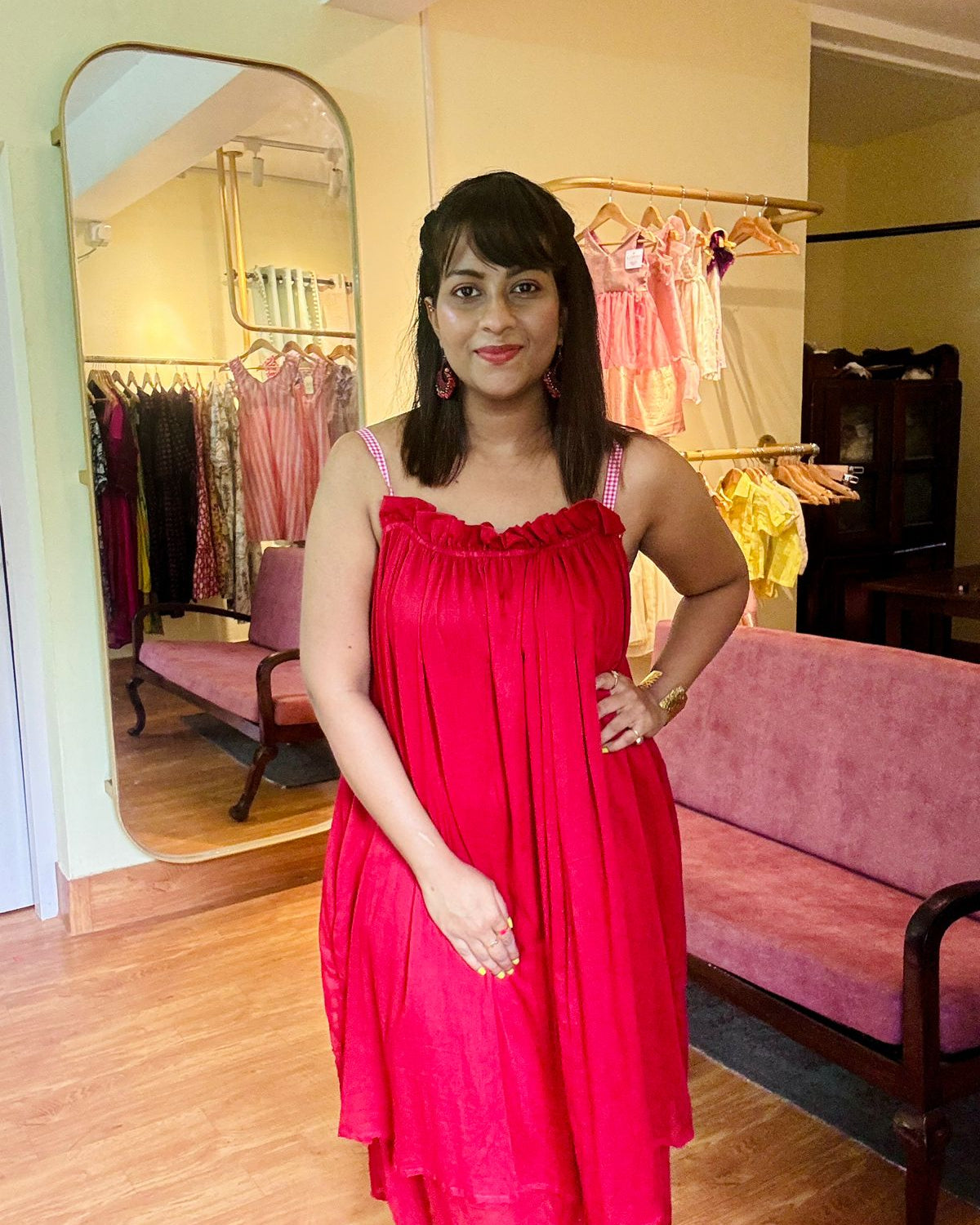 Simple Red Casual Dress