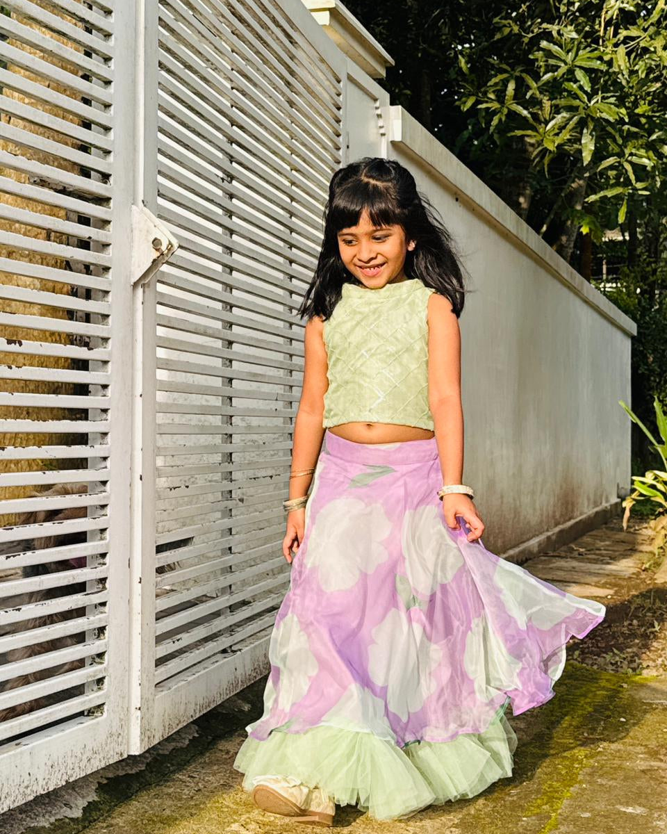 Violet Green Organza Set