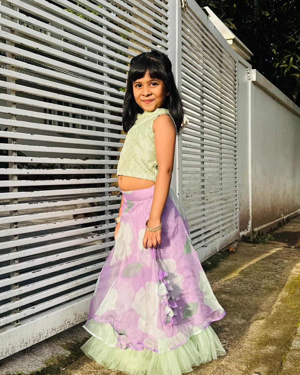 Violet Green Organza Set