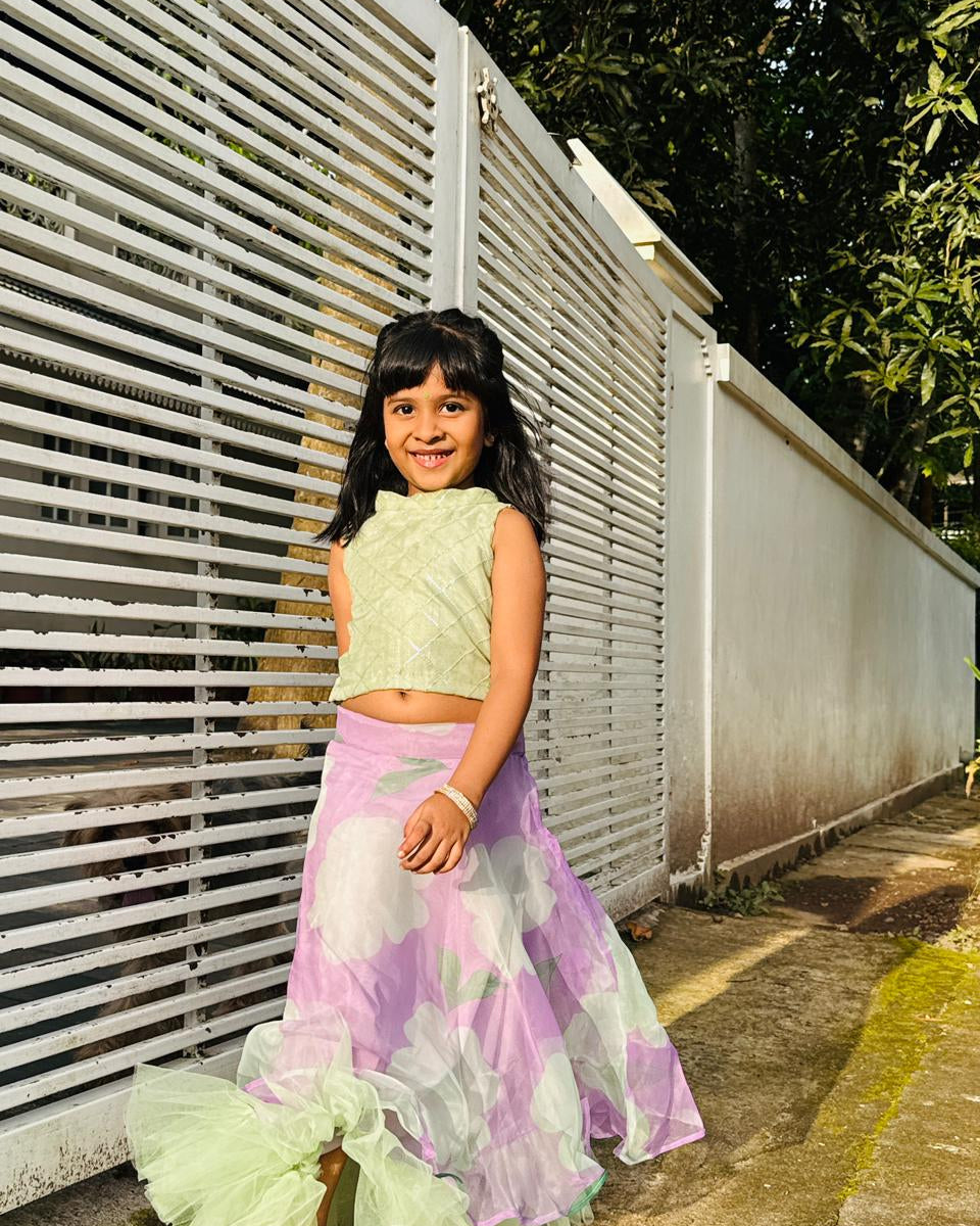 Violet Green Organza Set