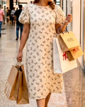 Bow Print Casual Dress